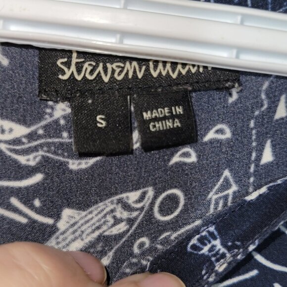 Steven Allen 100% silk nautique crop boxy blouse Oversize - Picture 6 of 7